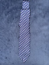 Vineyard Vines Men's Silk Neck Tie Blue Whale Flag Logo Business Preppy