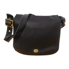 Vintage Coach Black Leather Stewardess Shoulder Bag 9260 USA Made Brass Rare