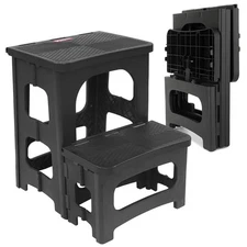 Folding 2-Step Stool, Non-Slip Collapsible Step Stools, Bedside Stepstools, H...