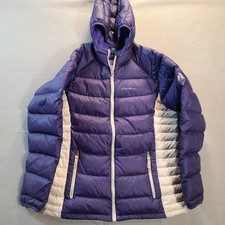 Eddie Bauer First Ascent Down Full Zip Puffer Jacket Kids Sz L 14-16 Purple Gray