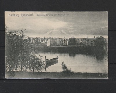 D013) AK Ansichtskarte Hamburg Eppendorf Sonnenuntergang am Mühlenteich