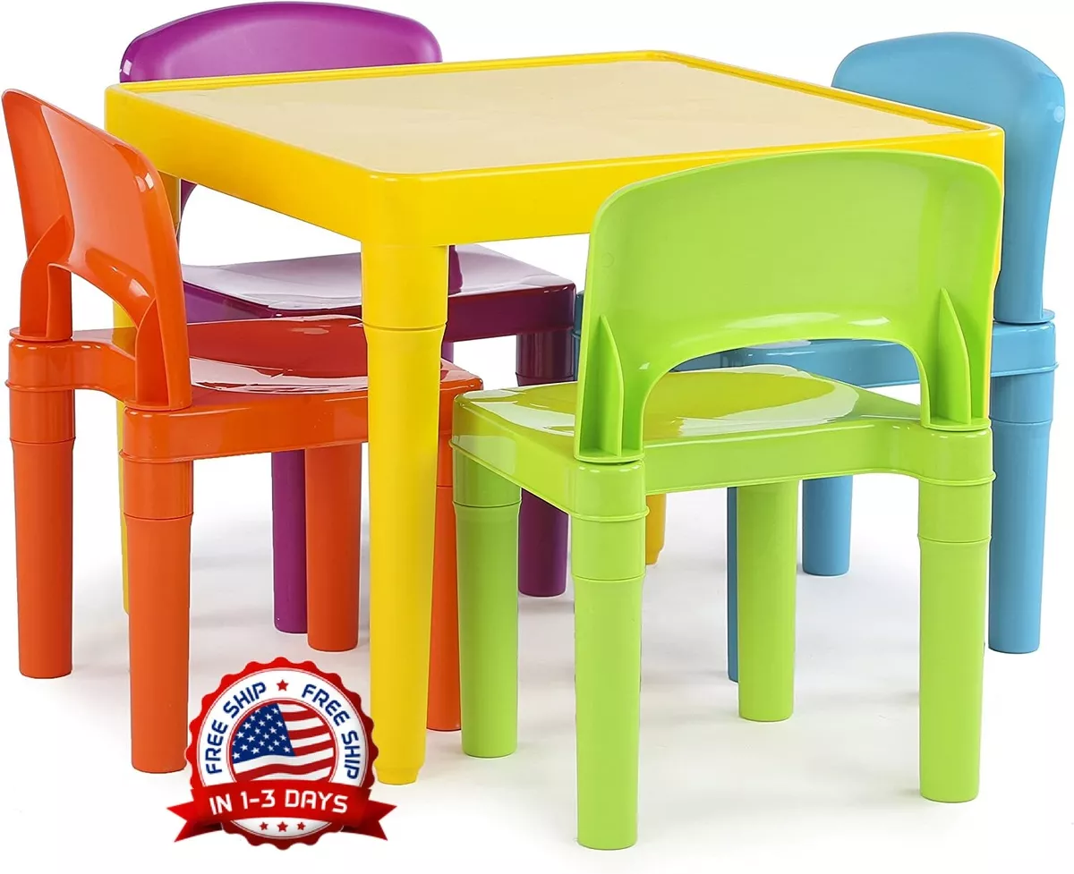 Juego de Mesa y Sillas para Ninos Actividad Organizador de Juguetes  Plástico 5PC