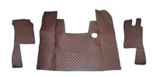 Black with Red Eco Leather Floor Mats for Scania 4 Series 1995-2004 Manual RHD