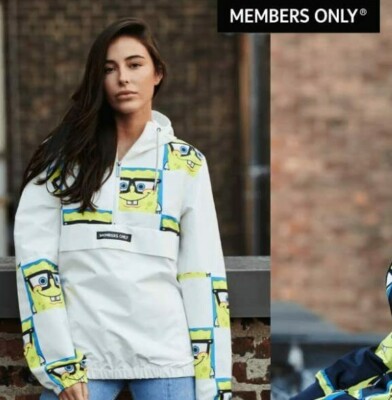 New Members Only X Nickelodeon Sponge Bob Windbreaker hoodie Jacket - Size M