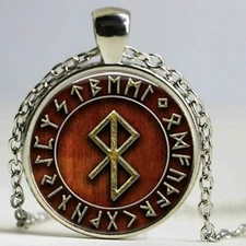 VIKING RUNE PEACE SYMBOL charm pendant Sterling Silver 925 chain 22" necklace