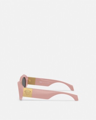 Versace Sunglasses Medusa Plaque Oval Geometric Pink Gold  display picture 3