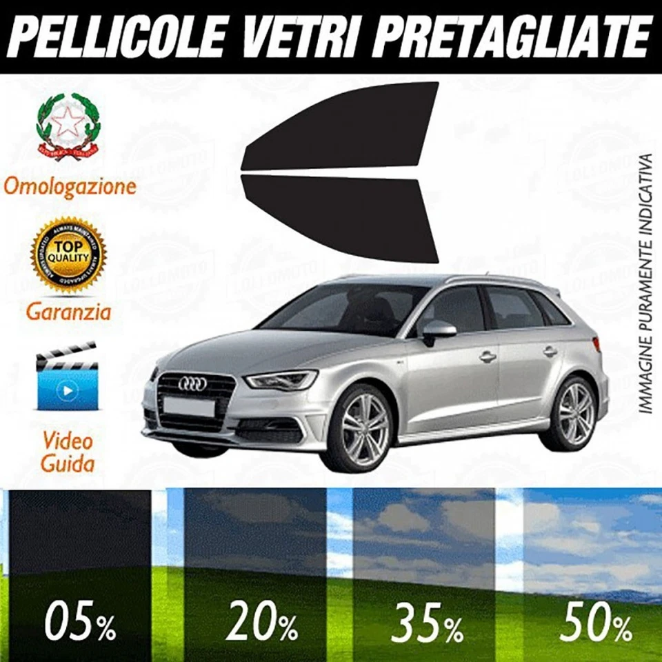 LOLLOMOTO Audi A3 dal 2013 ad OGGI 5P Pellicole Oscuramento Vetri Anteriori Auto Pre Tagli