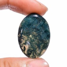 23 Carat AAA Natural Moss Agate Oval Shape Cabochon Cut Loose Gemstone