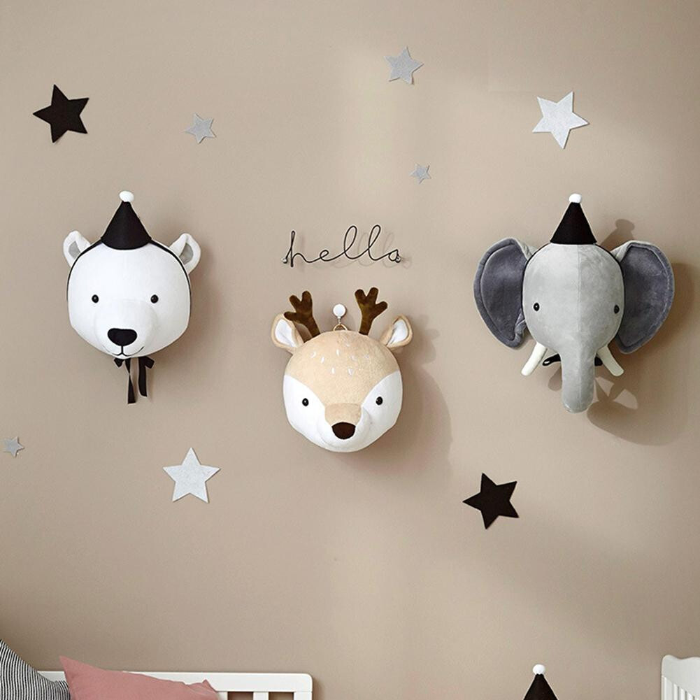 Kids Room Decoration 3D Animal Heads Elephant Deer Bear Head Wall - Main Image