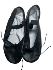 NOS BALLET SLIPPERS DANCE SHOES Leather Capezio Asymmetrical 435 Black Sz 5.5 W