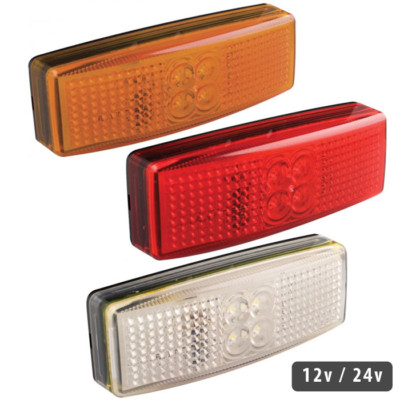 LED Autolampen gelbe Seite - rote Rückseite - weiße vordere Markierungsleuchten 12 V & 24 V 