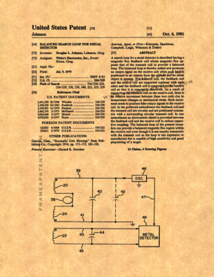 Balanced Search Loop for Metal Detector Patent Print Ancient Gold