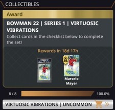 Topps BUNT 22 Bowman S1 UNCOMMON Virtuosic Vibrations 8 Card Digital Set