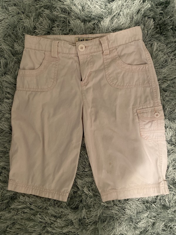 Girls LEI Bermuda Long School Shorts Lt Tan Corduroy Sz 16 100% Cotton w/pockets