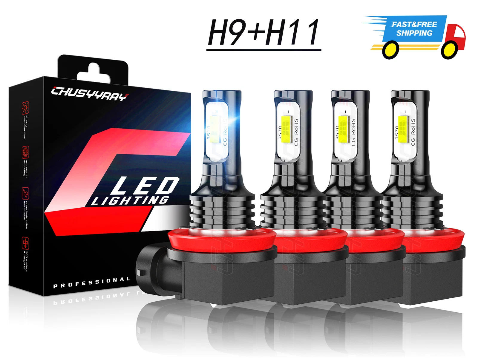 For Nissan Sentra 2013-2018 2019 Combo 6000K LED Headlight Bulbs High Low Beam