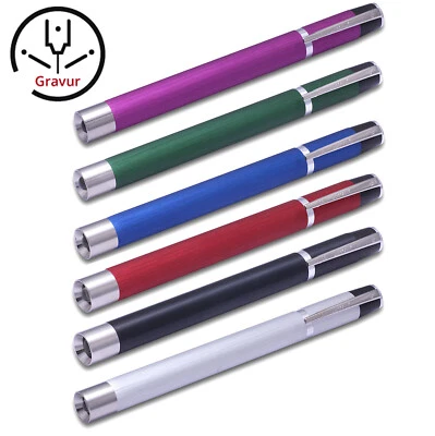 FENOMED Profi Diagnostikleuchte Clip aus Aluminium Pupillenleuchte MIT GRAVUR