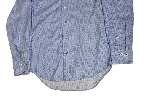 Lorenzo Uomo The Perfect White Shirt Long Sleeve Button Up Blue Mens SIze 32-33 - Picture 3 of 12
