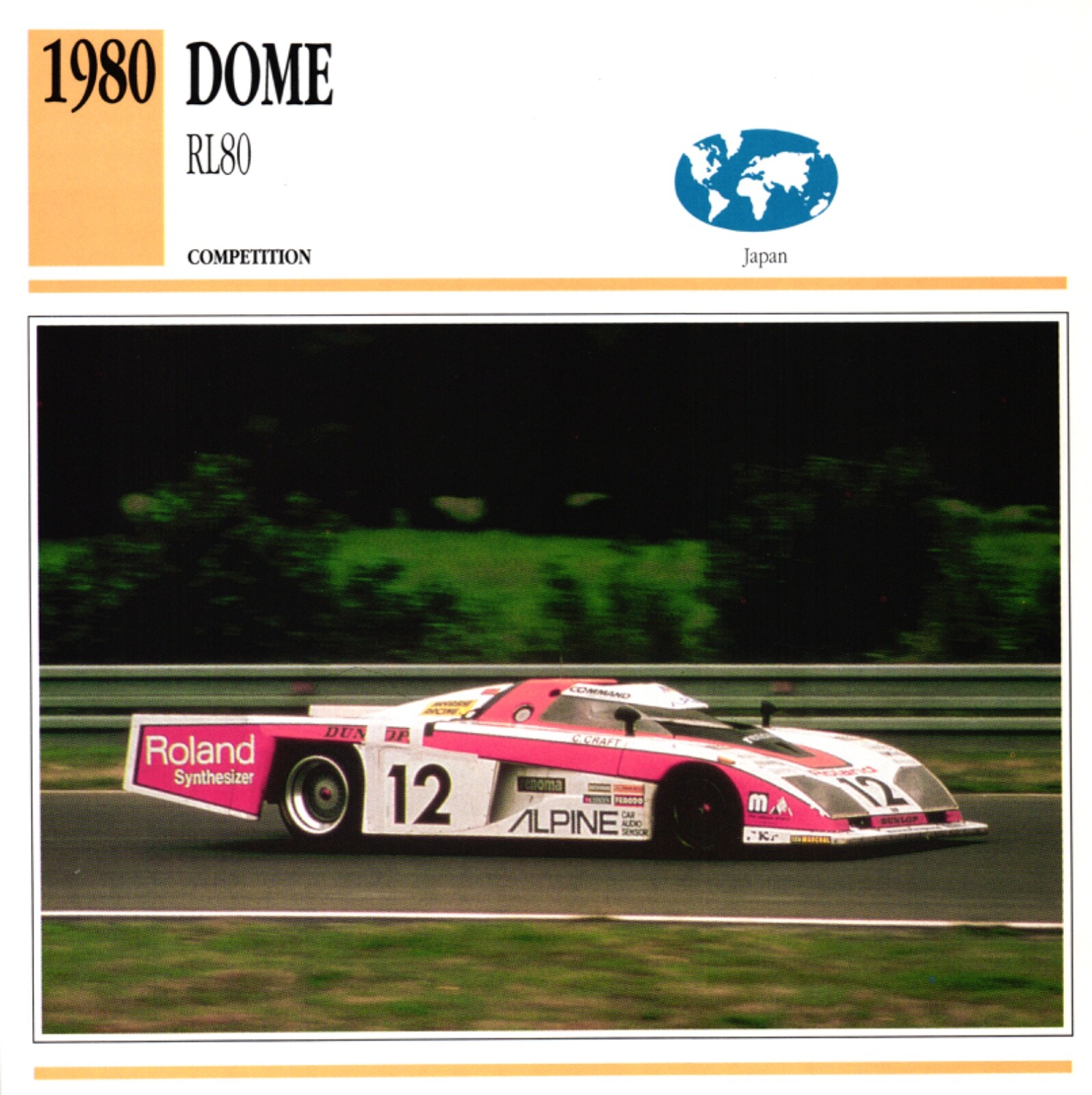 1980 Dome RL80 Racing Car with Collectors Club Card – Classic Vintage Race Car