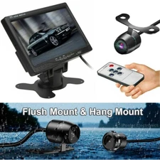7" Mirror Monitor Car Rear View Backup Camera Dual Mounts Night Vision iPoster