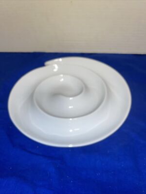 Beautiful White Swirl Ceramic Serving Dish Plate - Unique- 8.5 -Estate Find
