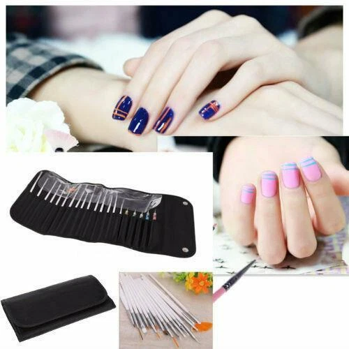 20pcs Nail Art Design Brushes Set Painting Dotting Pen Detailing Bundle Tool Kit - Image 3 of 4