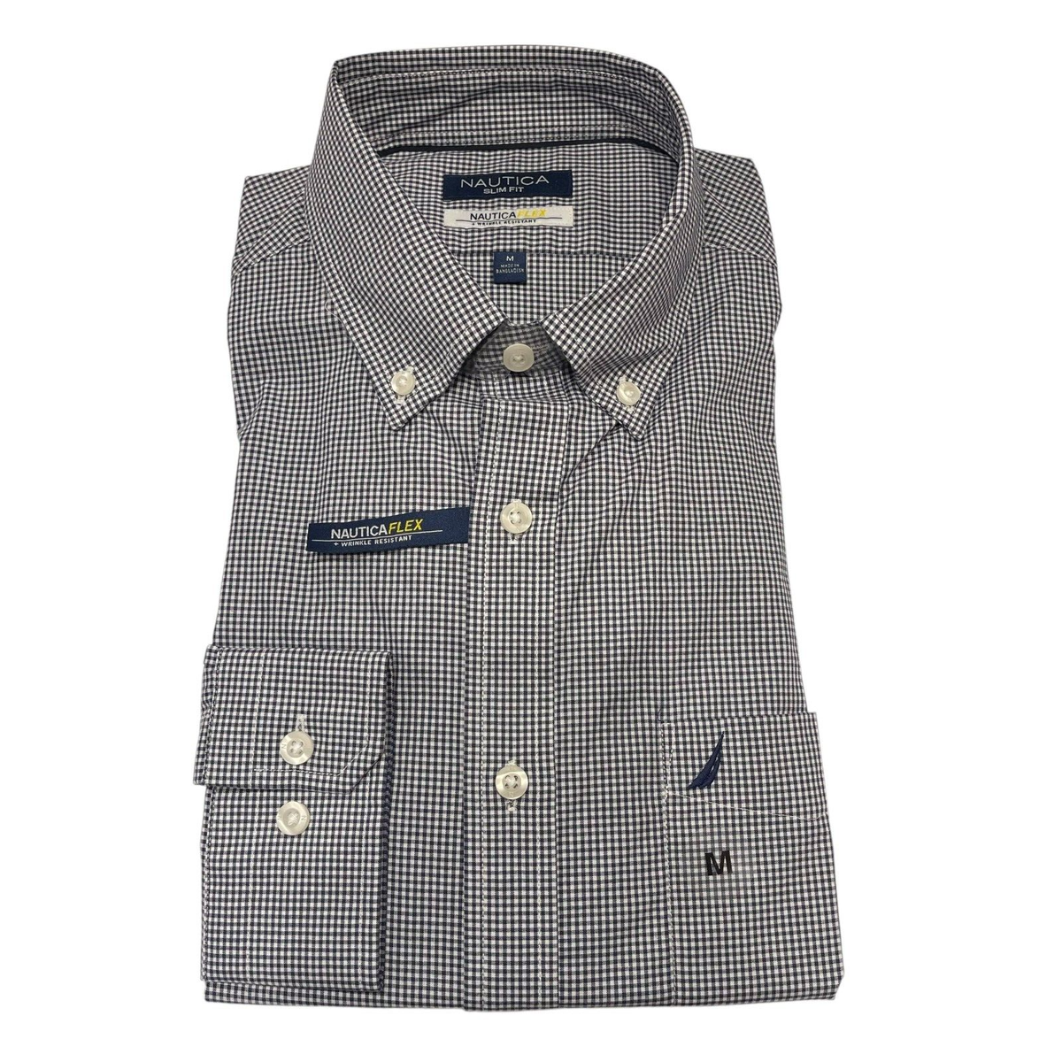 NWT Nautica Mens Classic Fit Wrinkle Resistant Pocket Stretch Plaid Poplin Shirt NWT Nautica Mens Classic Fit Wrinkle Resistant Pocket Stretch Plaid Poplin Shirt