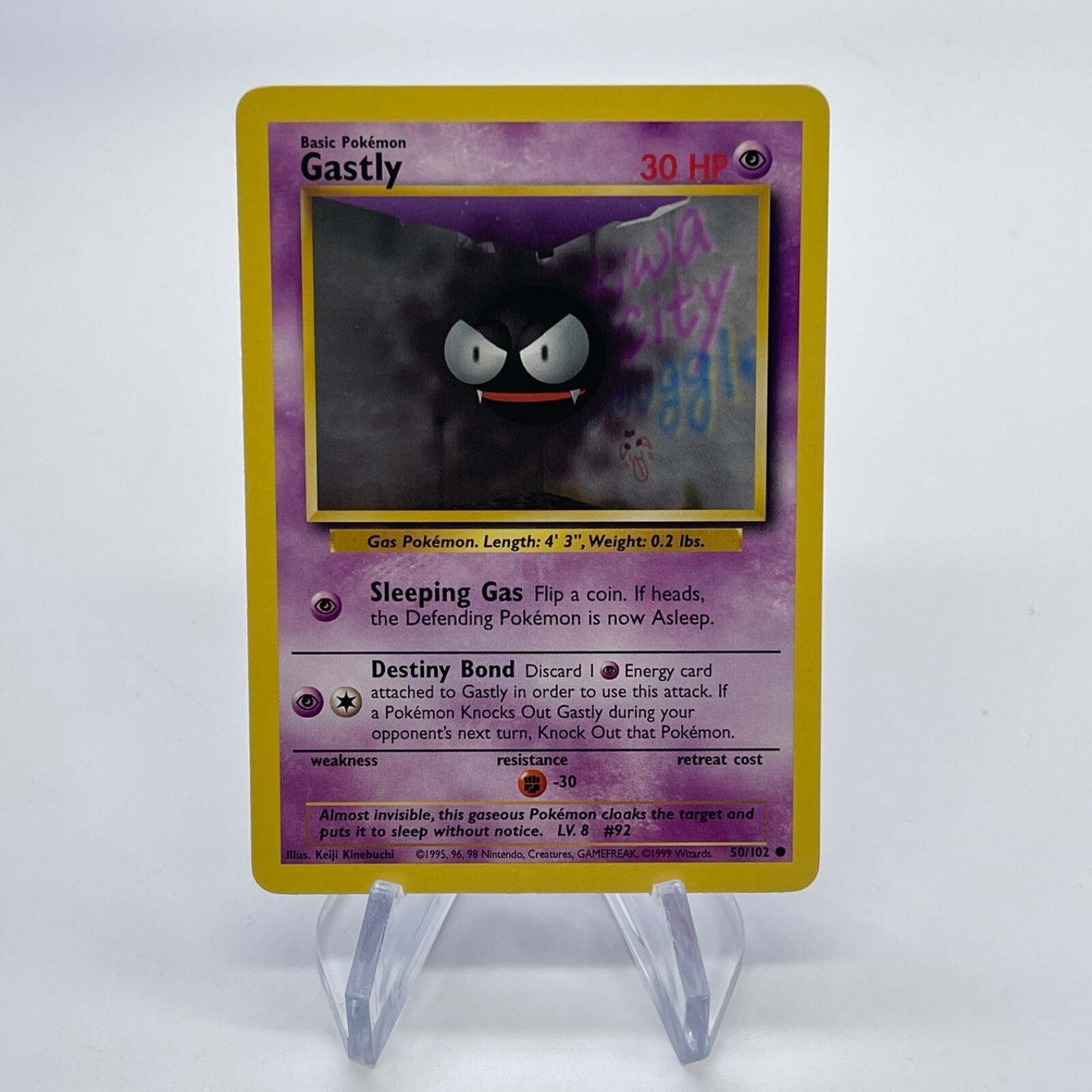 Gastly 50/102 - Common 1999 English Base Set Pokemon Card - Near Mint (NM) & LP