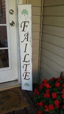 Failte Irish Heritage Large Rustic Wood Sign WELCOME 48
