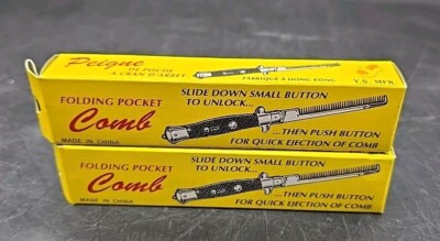 2 Switchblade Beard Comb Hair Travel Pocket Switch Blade Push Button Automatic