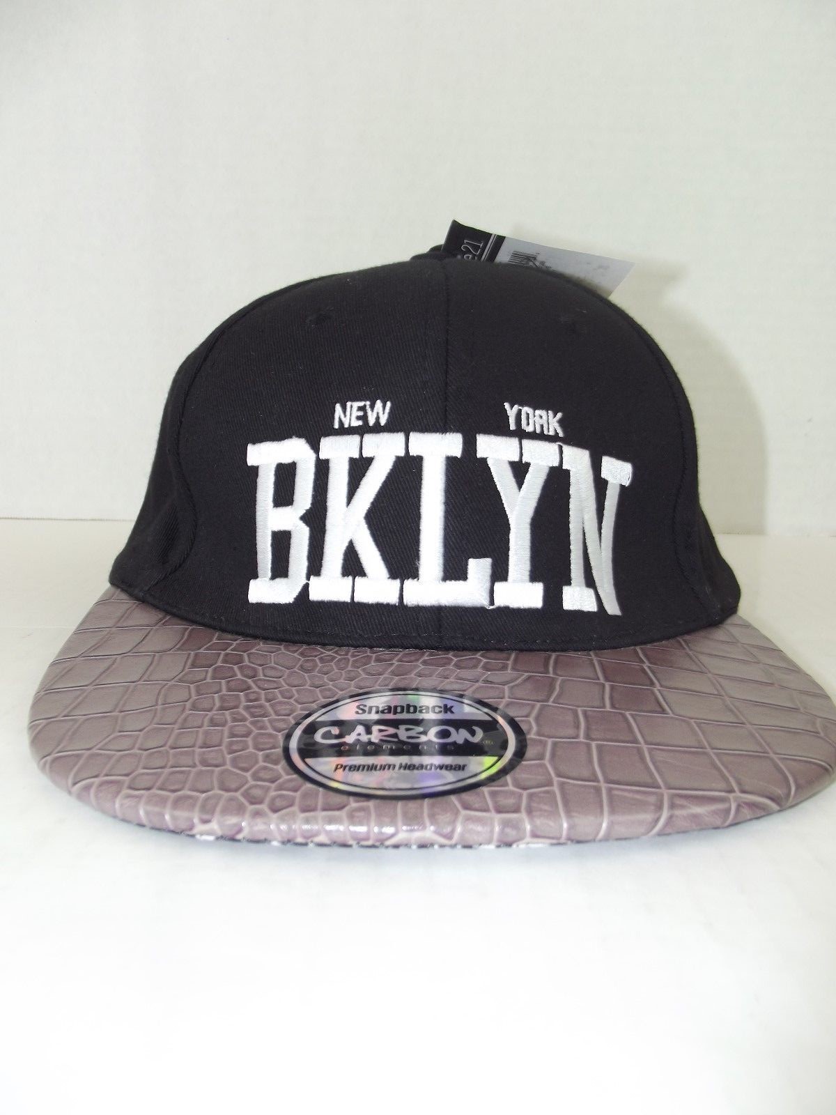 Carbon Elements New York BKLYN Faux Alligator Baseball Cap Hat Flat Snapback NWT image 5