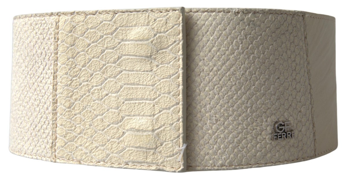 GF FERRE Belt Off White Waxed Cotton Wide Fashion Waistband 