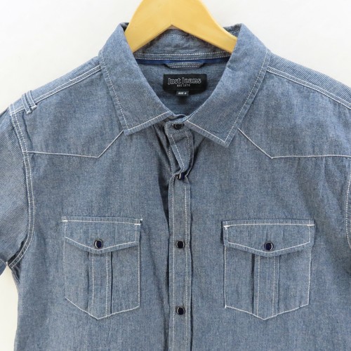 Just Jeans Shirt Mens Adult Size Small Blue Short Sleeve Button Up Casual - Picture 2 of 9