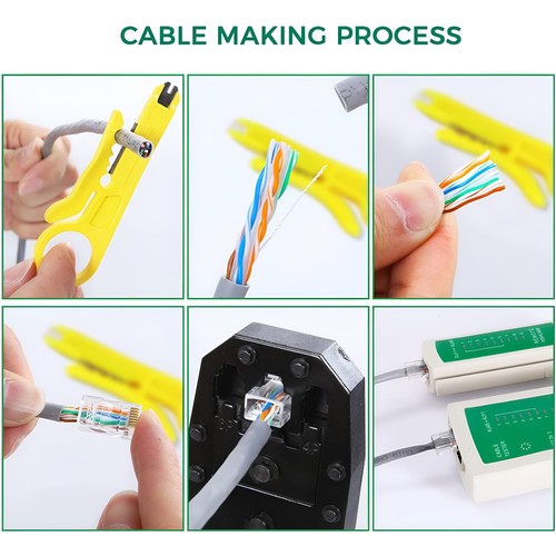 RJ45 Ethernet Network CAT5/5E/6 Cable Tester Crimper Stripper Cutter Tool Set - Picture 6 of 9