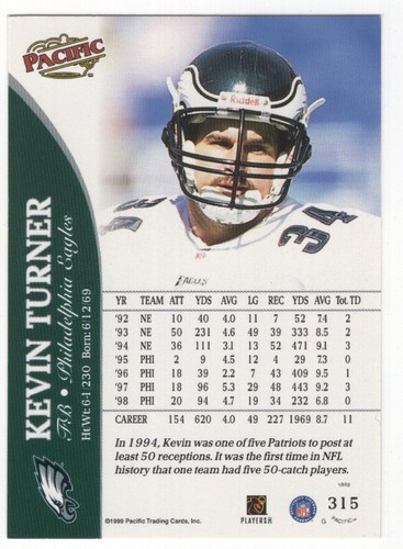 1999 Pacific Football Set Break - Cards #226-450 Pt.2 - 第 151/373 張圖片