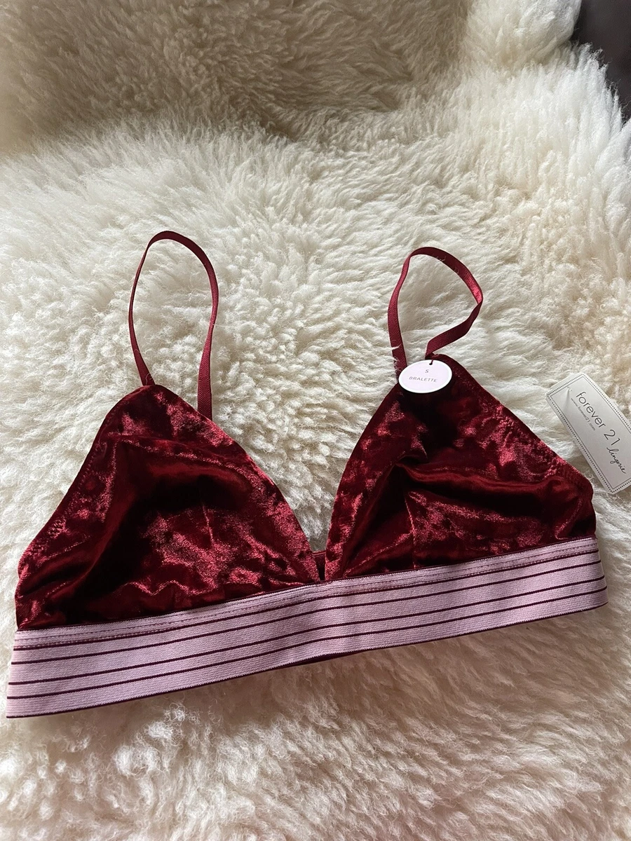 Forever 21 Burgundy Velvet Bralette Size S NWT