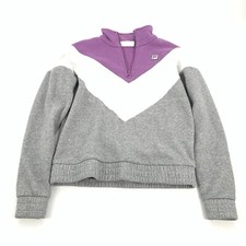FILA Half Zip Pullover Athletic Sweatshirt Size Small Womens Purple White Gray S