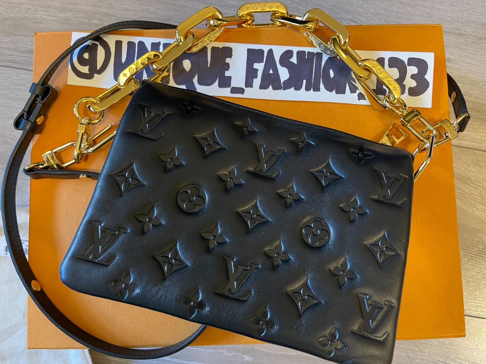 Louis Vuitton Coussin BB Bag Black Leather Embossed Monogram Crossbody M21259 image 2
