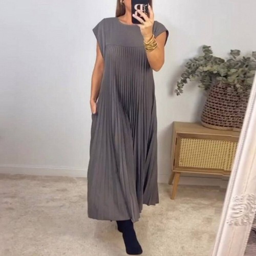 US Womens Summer Beach Pocket Dress Party Holiday Pleated Maxi Dresses Plus Size - Picture 10 of 21