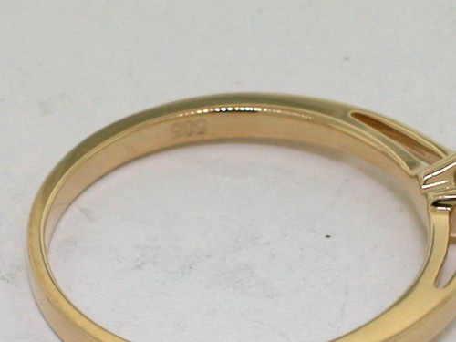 Anillo solitario brillante 585 oro amarillo 14 quilates 1 brillante 0,26 quilates anillo de compromiso - Imagen 4 de 5