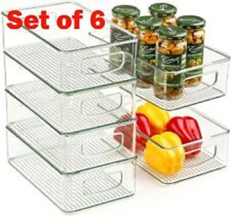 Seseno 6-PC Clear Storage Bis Open Top Stackable 10 x 6 x 3" Refrigerator Stor..
Opens in a new wind