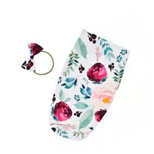 Newborn Baby Infant Floral Swaddle Sleeping Bag Sack + Bow band Set UK seller