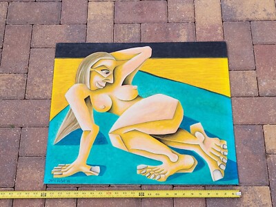 Original Painting On Board By Jan Vasa 1999 ''Francesca Sunbathing'' OOAK 20x24