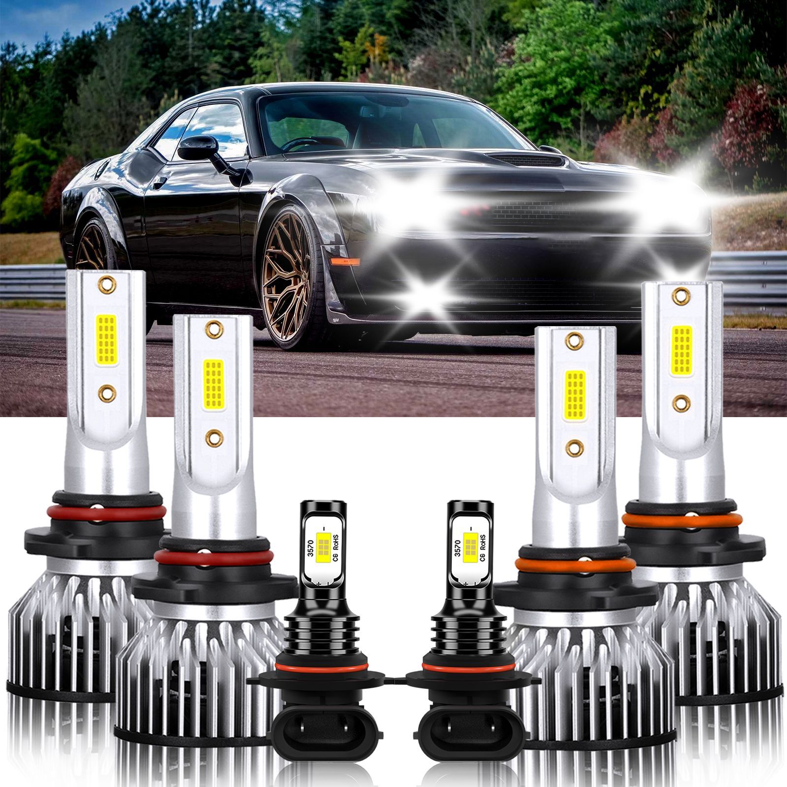 LED Headlight High Low Beam Fog Light Bulb White For Dodge Avenger 2008-2009