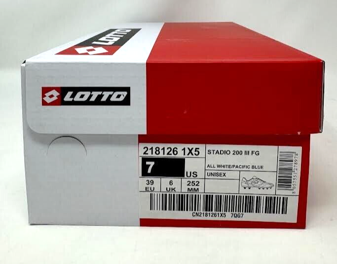 LOTTO 'STADIO 200 III FG ' BIANCO BLU PACIFICO' TACCHETTI CALCIO UNISEX TAGLIA 7'