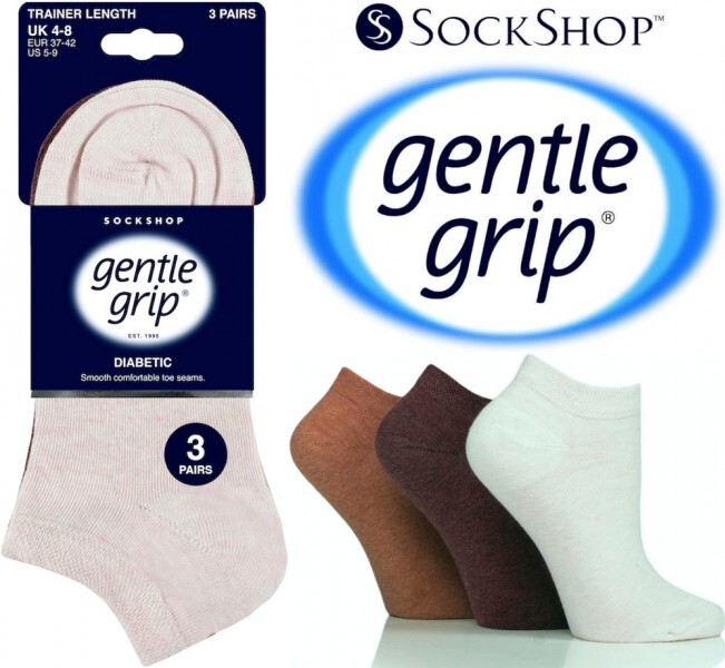 6 Pairs Ladies Gentle Grip Diabetic Seamless Toe Trainer Socks Cream Mix UK 4-8