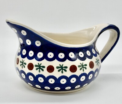 Polish Pottery Boleslawiec Gravy Sauce Boat Handmade Poland Mosquito Pattern