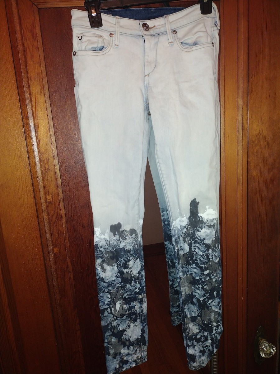 Rare painted True Religion women Casey Low Rise Skinny Jean sz 25