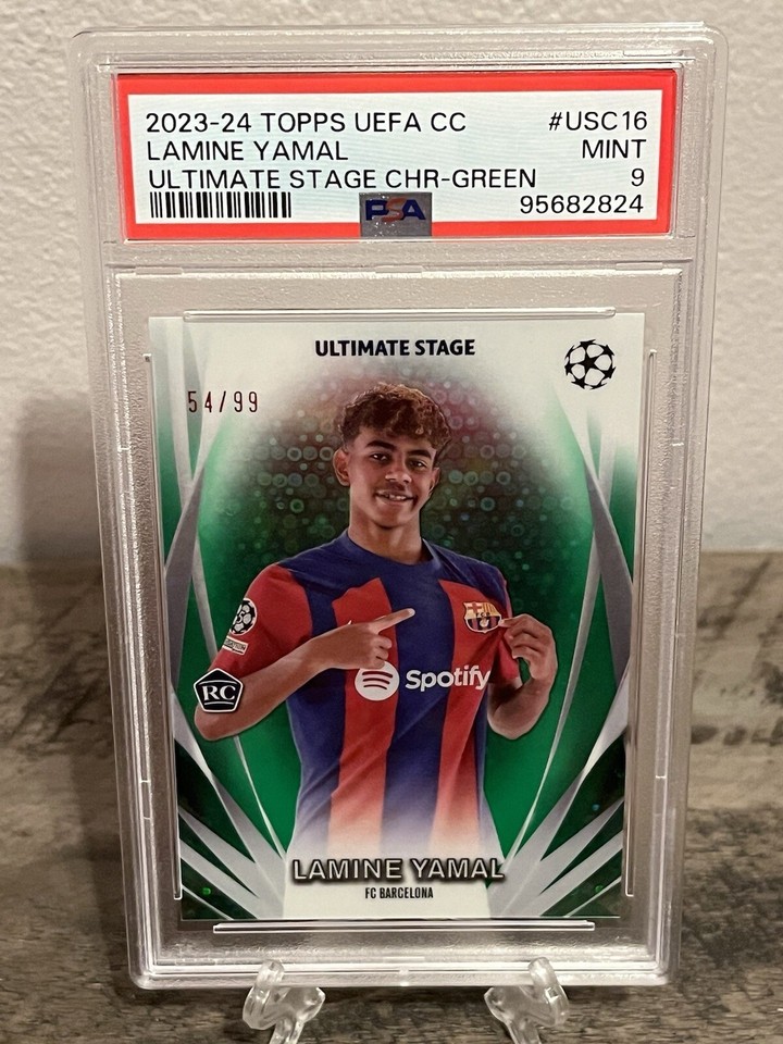 202324 Topps Chrome UEFA UCC Ultimate Stage Lamine Yamal /99 Green RC