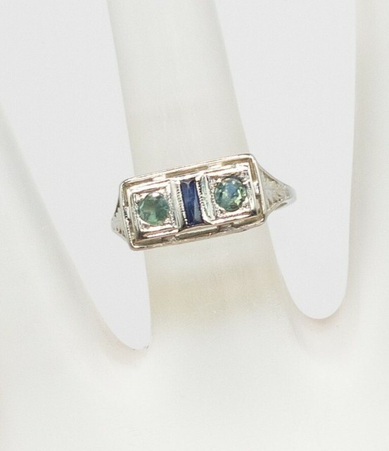 Antique .75ct Natural Alexandrite Blue Sapphire 18k White ...