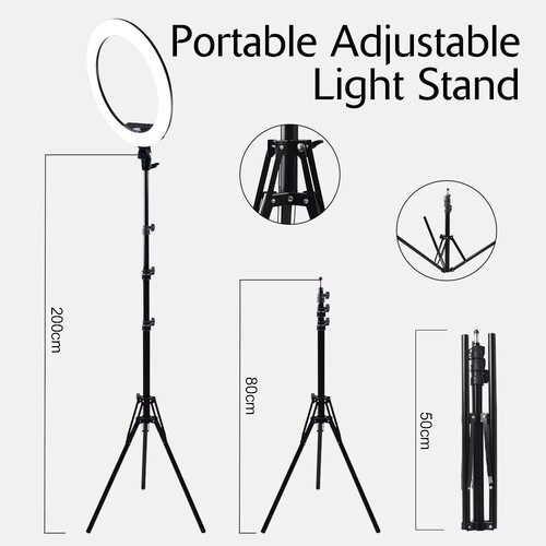 19" 5500K Dimmable Diva LED Ring Light Diffuser With Stand Make Up Studio Video - Picture 6 of 12